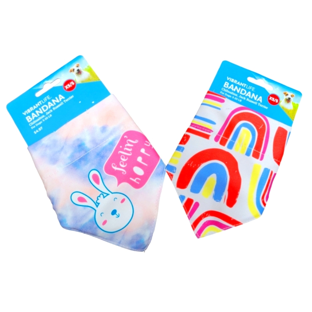 Vibrant Life Bandanas "Feeling Hoppy" Bunny Year of Rabbit & Rainbow XS/S
